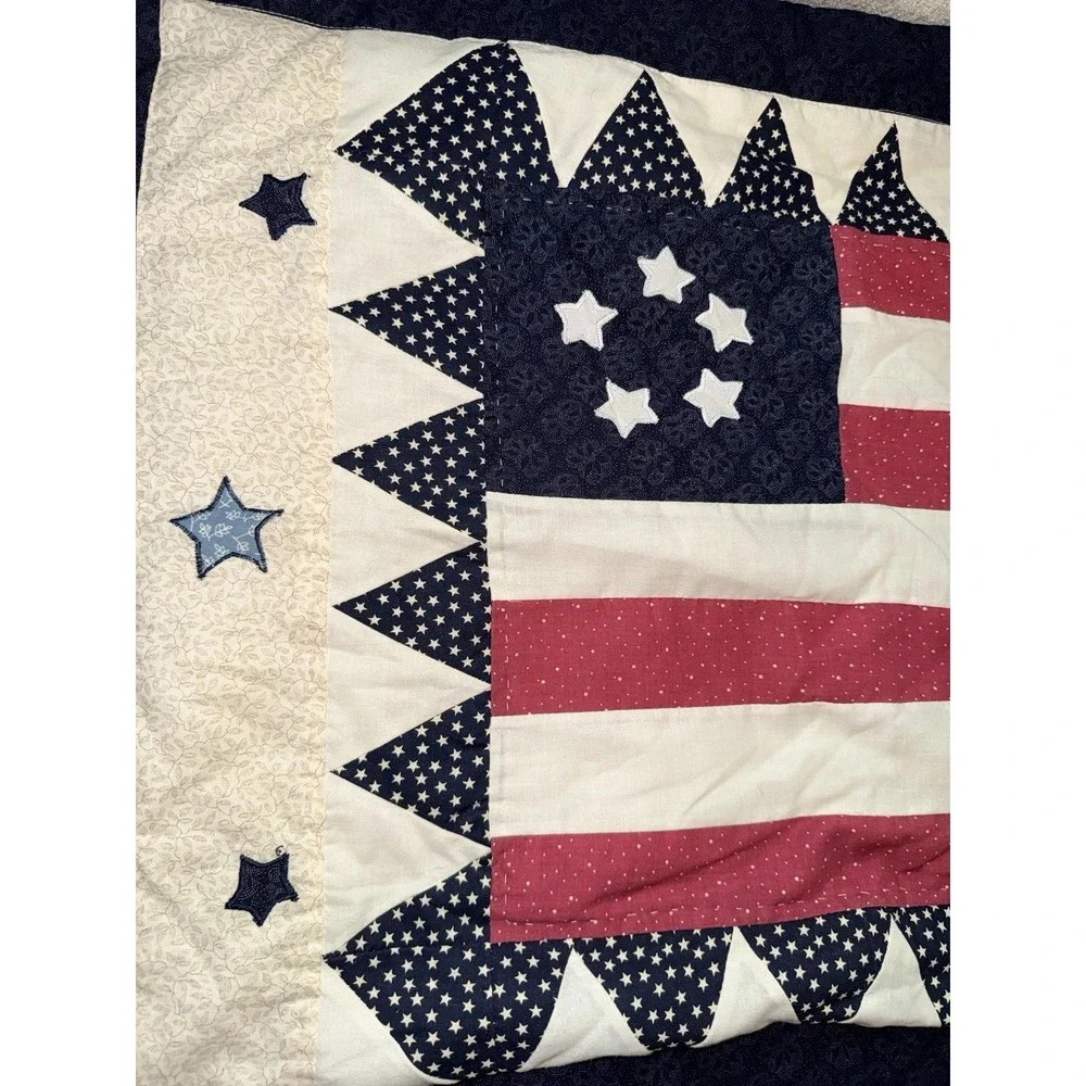 VINTAGE QUILT AMERICAN FLAG Patchwork Patriotic PILLOWCASE-26